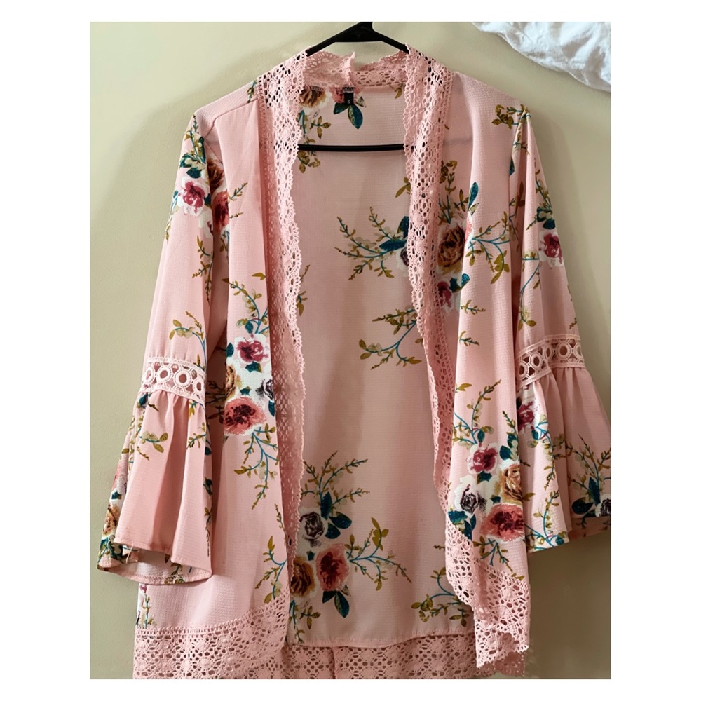 Floral pink cardigan